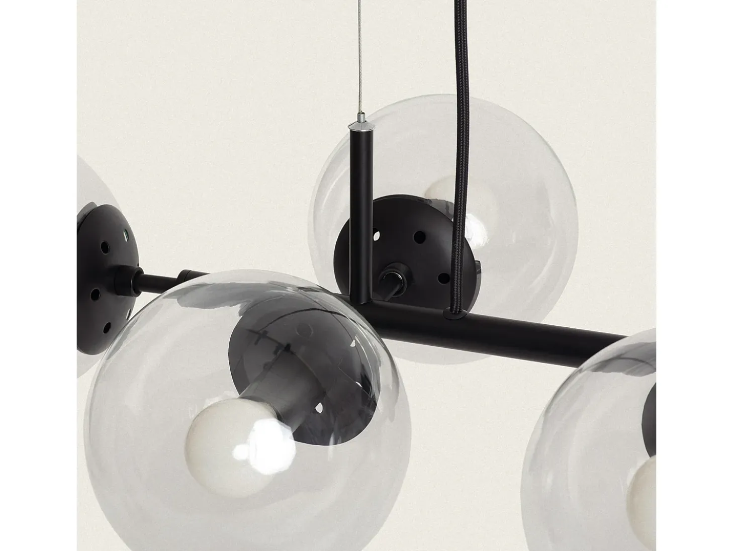 Lámpara Colgante Metal y Cristal Wassily 8 Focos Negro