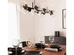 Lámpara Colgante Metal y Cristal Wassily 8 Focos Negro