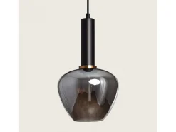 Lámpara Colgante Metal y Cristal Daira Gris Humo