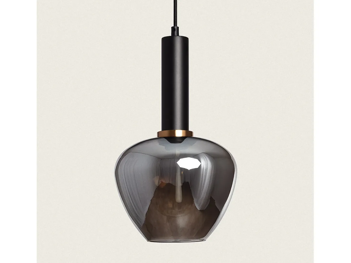 Lámpara Colgante Metal y Cristal Daira Gris Humo