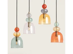 Lámpara Colgante Metal y Cristal Baudelaire Rosa