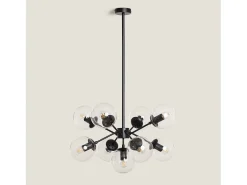 Lámpara Colgante Metal y Cristal Wassily 9 Focos Negro