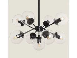 Lámpara Colgante Metal y Cristal Wassily 9 Focos Negro