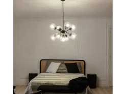 Lámpara Colgante Metal y Cristal Wassily 9 Focos Negro