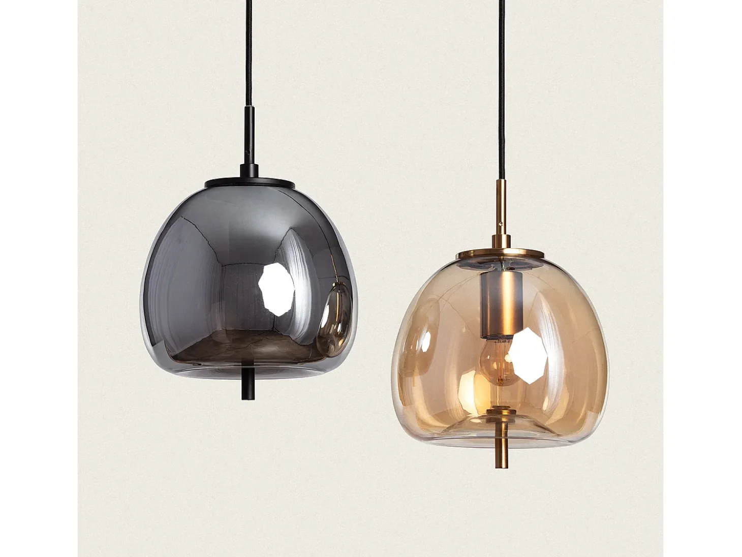 Lámpara Colgante Metal y Cristal Adina Ámbar