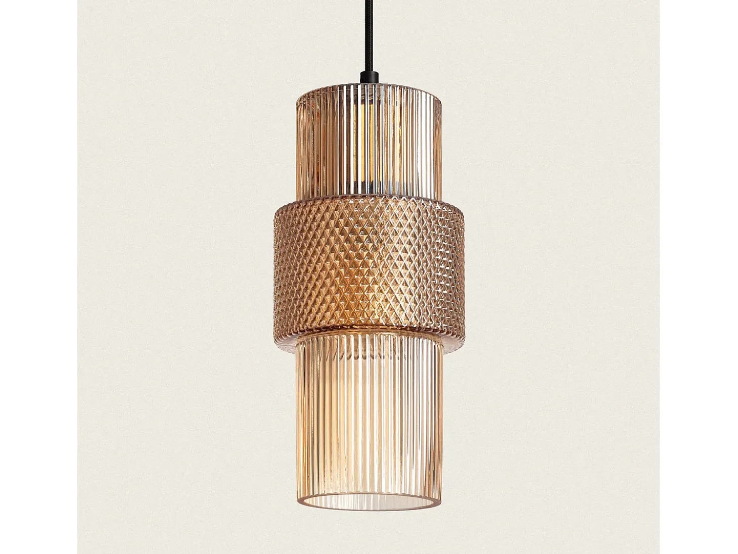 Lámpara Colgante Metal y Cristal Berila Ámbar