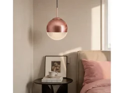 Lámpara Colgante Metal y Cristal Yelitza Oro Rosa