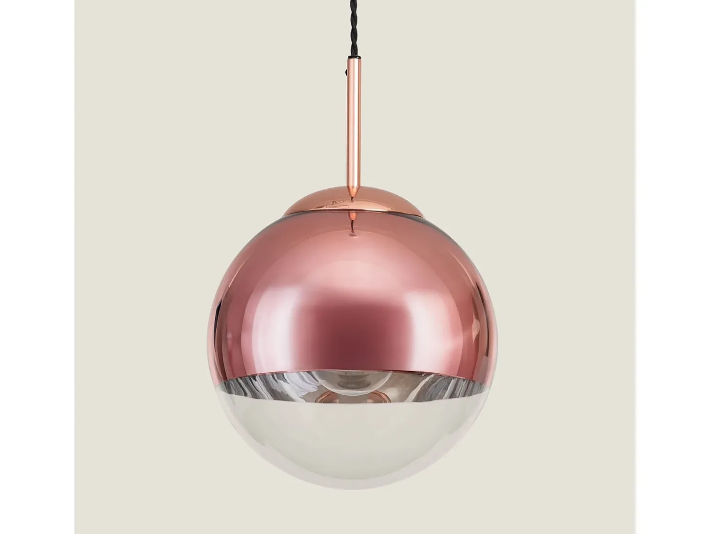 Lámpara Colgante Metal y Cristal Yelitza Oro Rosa