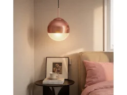 Lámpara Colgante Metal y Cristal Yelitza Oro Rosa