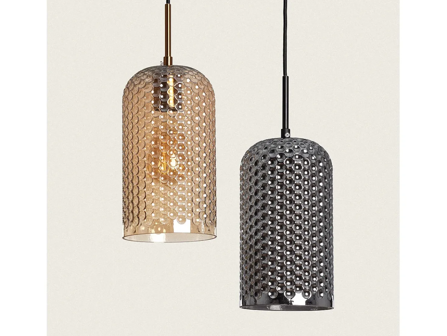 Lámpara Colgante Metal y Cristal Large Bernie Ámbar