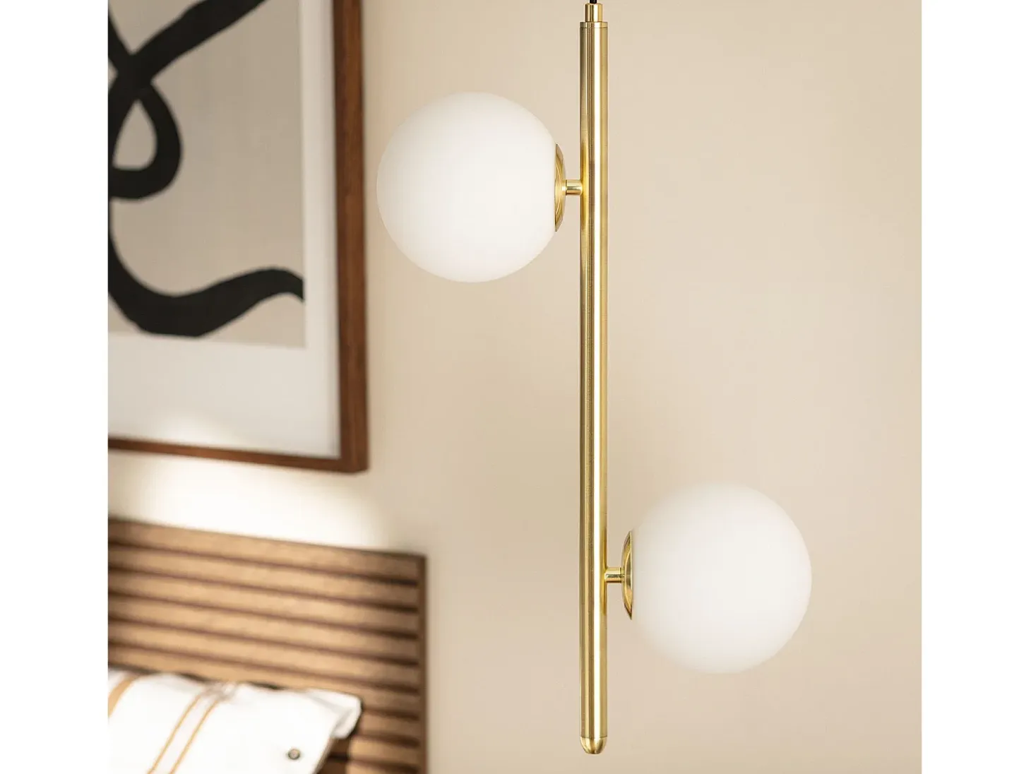 Lámpara Colgante Metal y Cristal Moonlight Doble Dorado