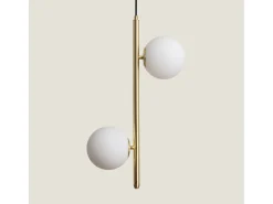 Lámpara Colgante Metal y Cristal Moonlight Doble Dorado