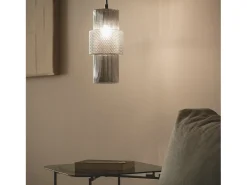 Lámpara Colgante Metal y Cristal Berila Gris Humo