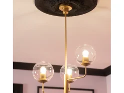 Lámpara Colgante Metal y Cristal Tribubble Dorado