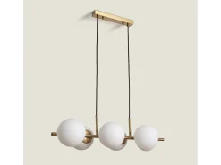Lámpara Colgante Metal y Cristal Moonlight Brass 6 Focos Dorado