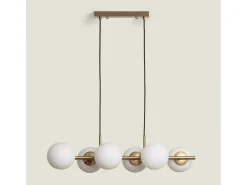 Lámpara Colgante Metal y Cristal Moonlight Brass 6 Focos Dorado