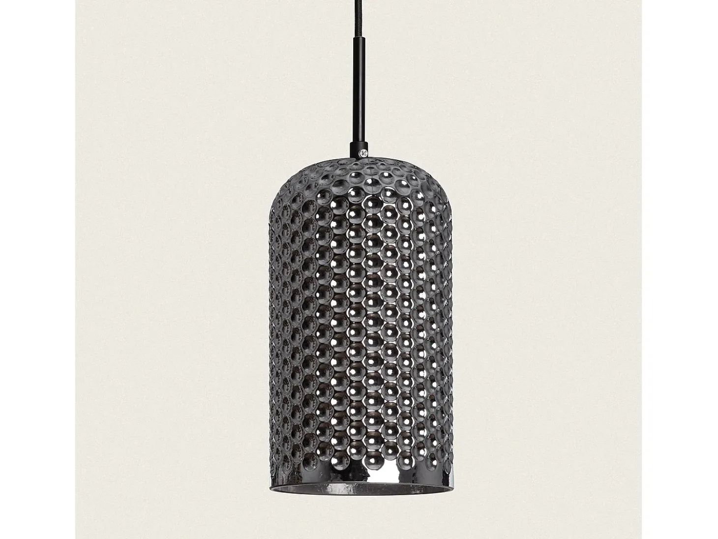 Lámpara Colgante Metal y Cristal Large Bernie Gris Humo