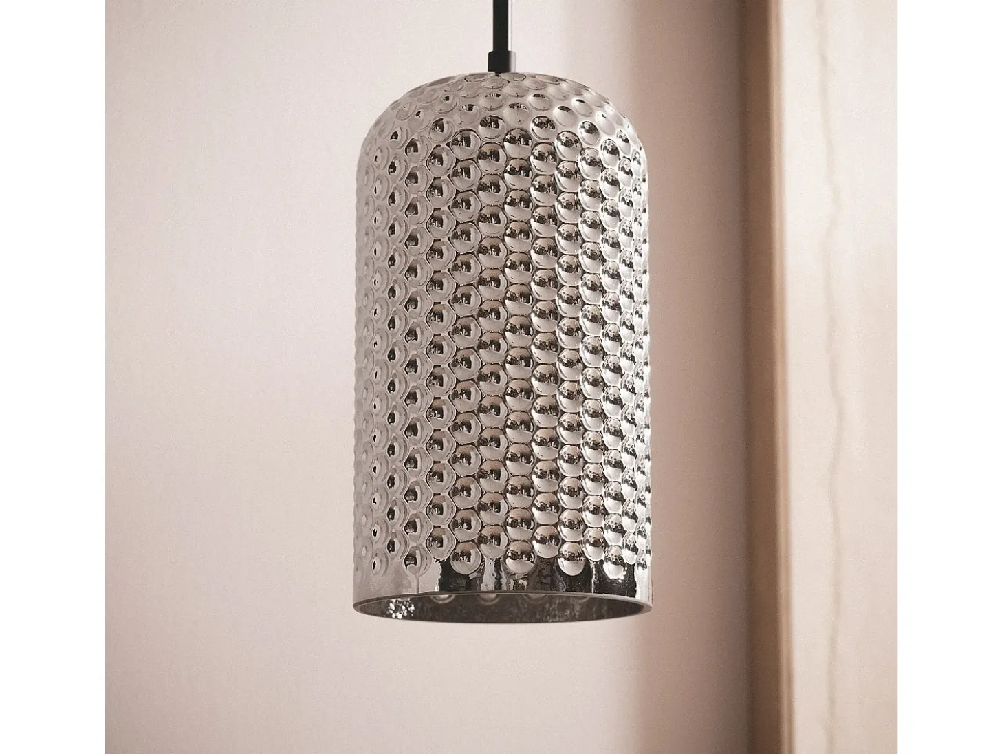Lámpara Colgante Metal y Cristal Large Bernie Gris Humo