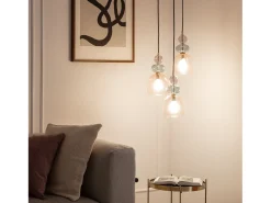 Lámpara Colgante Metal y Cristal Tri Baudelaire Rosa