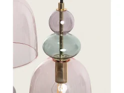Lámpara Colgante Metal y Cristal Tri Baudelaire Rosa