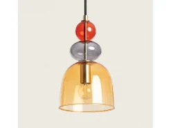 Lámpara Colgante Metal y Cristal Baudelaire Ámbar