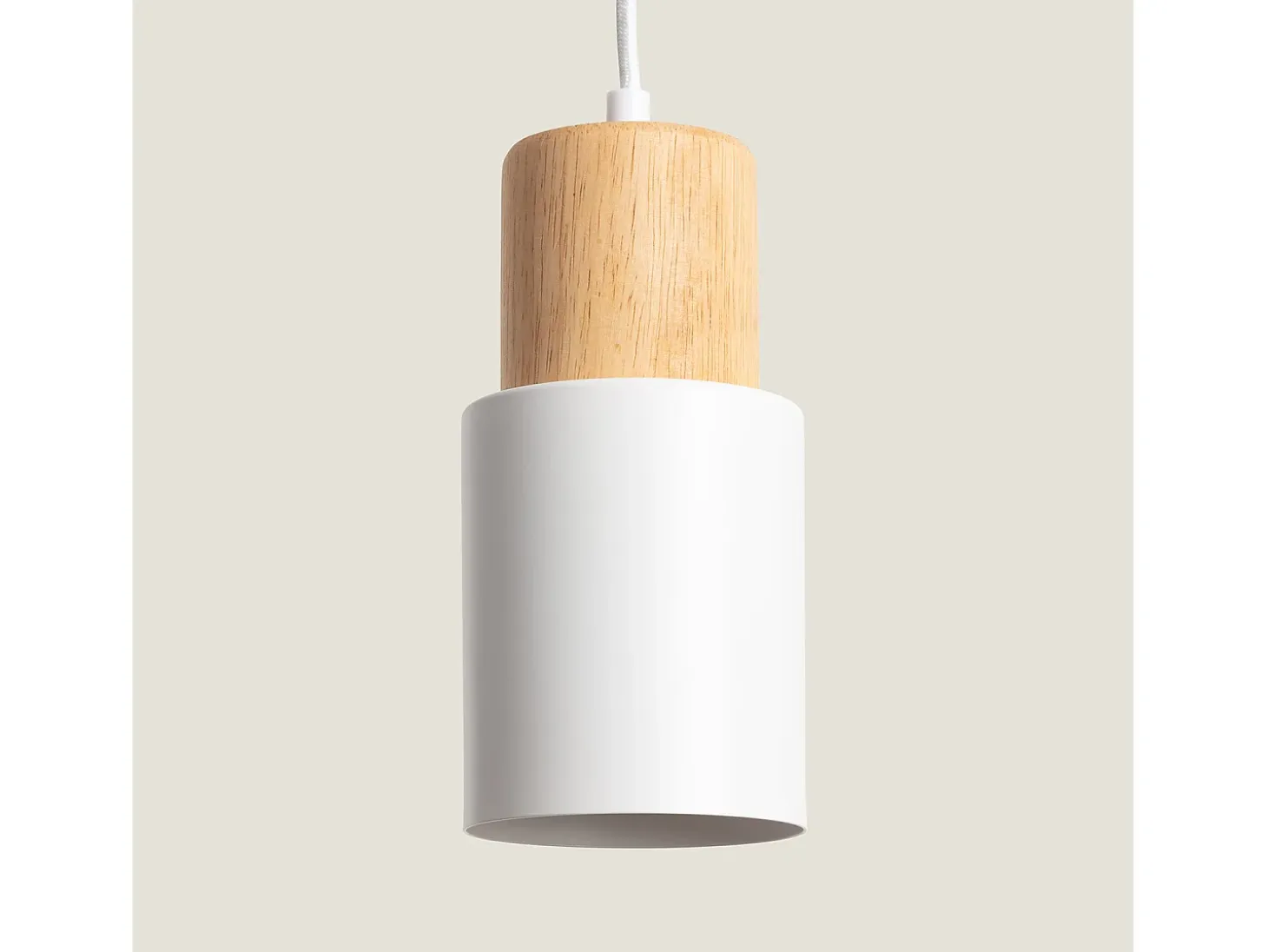 Lámpara Colgante Metal y Madera Kidonge Blanco