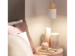 Lámpara Colgante Metal y Madera Kidonge Blanco