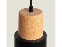 Lámpara Colgante Metal y Madera Kidonge Negro