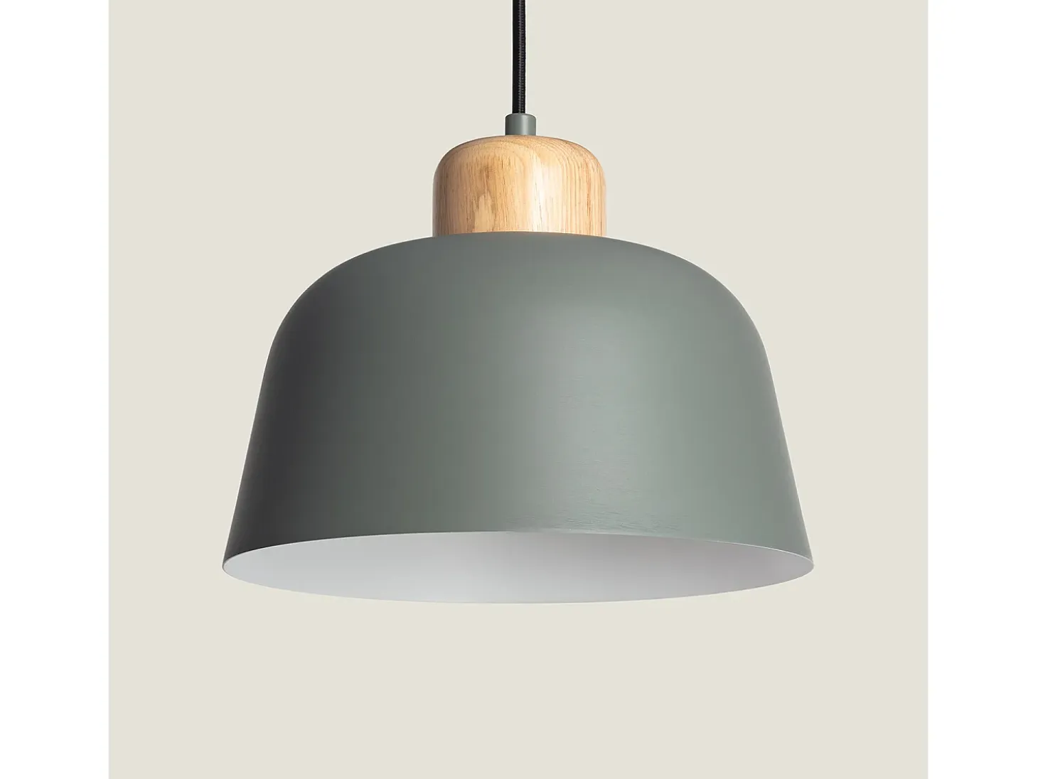 Lámpara Colgante Metal y Madera Wawak Verde Celadón