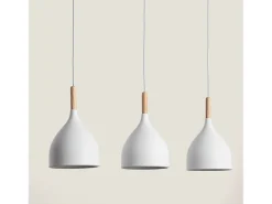 Lámpara Colgante Metal y Madera Karlek Blanco