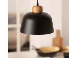Lámpara Colgante Metal y Madera Wawak Negro
