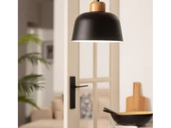 Lámpara Colgante Metal y Madera Wawak Negro