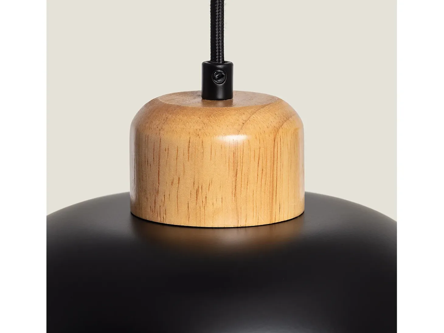 Lámpara Colgante Metal y Madera Wawak Negro