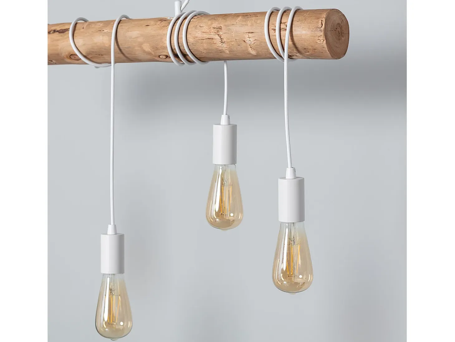 Lámpara Colgante Metal y Madera Yagis Blanco
