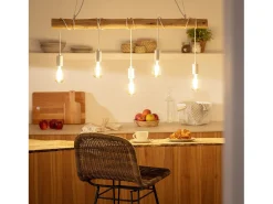 Lámpara Colgante Metal y Madera Yagis Blanco