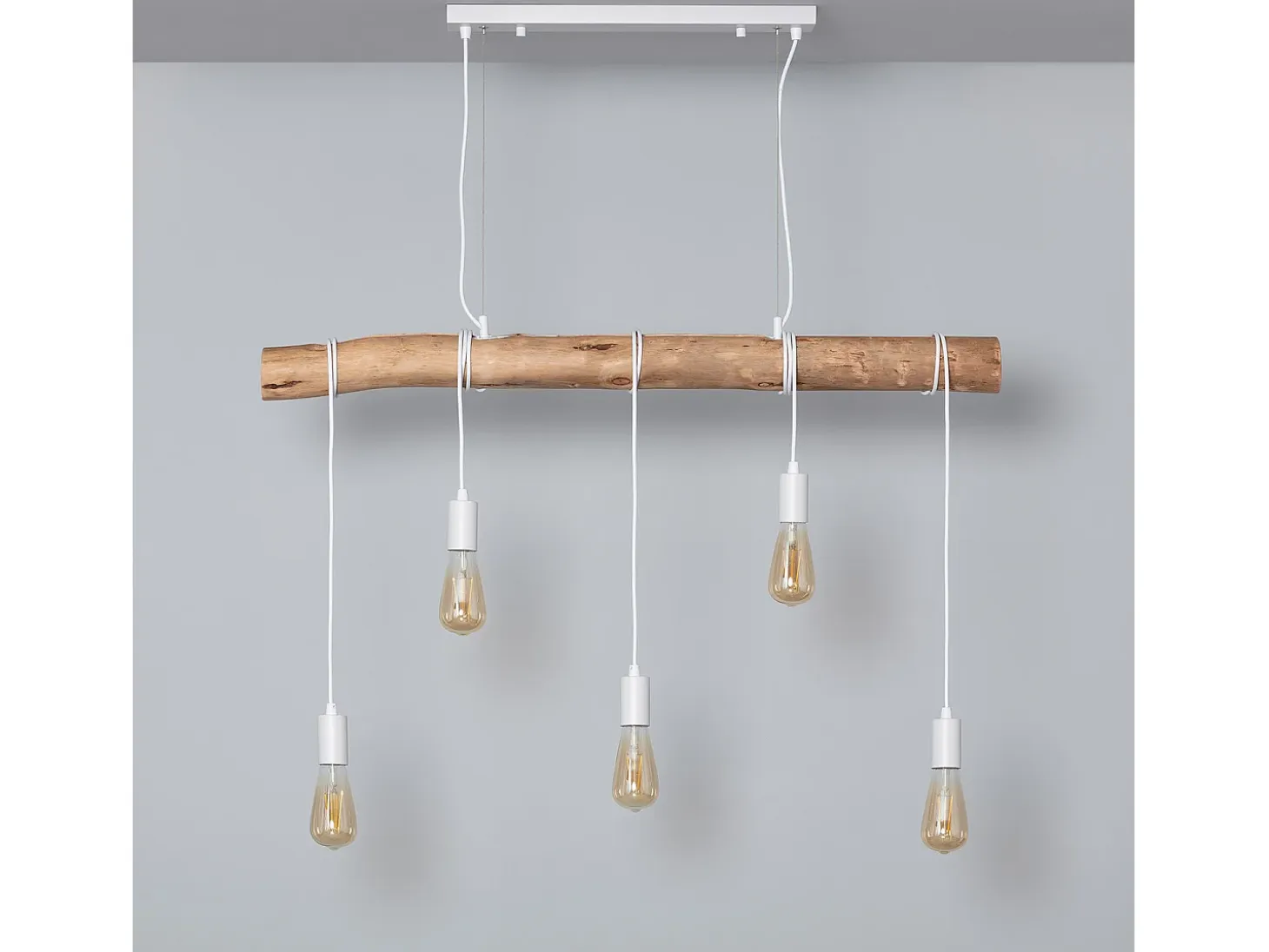 Lámpara Colgante Metal y Madera Yagis Blanco
