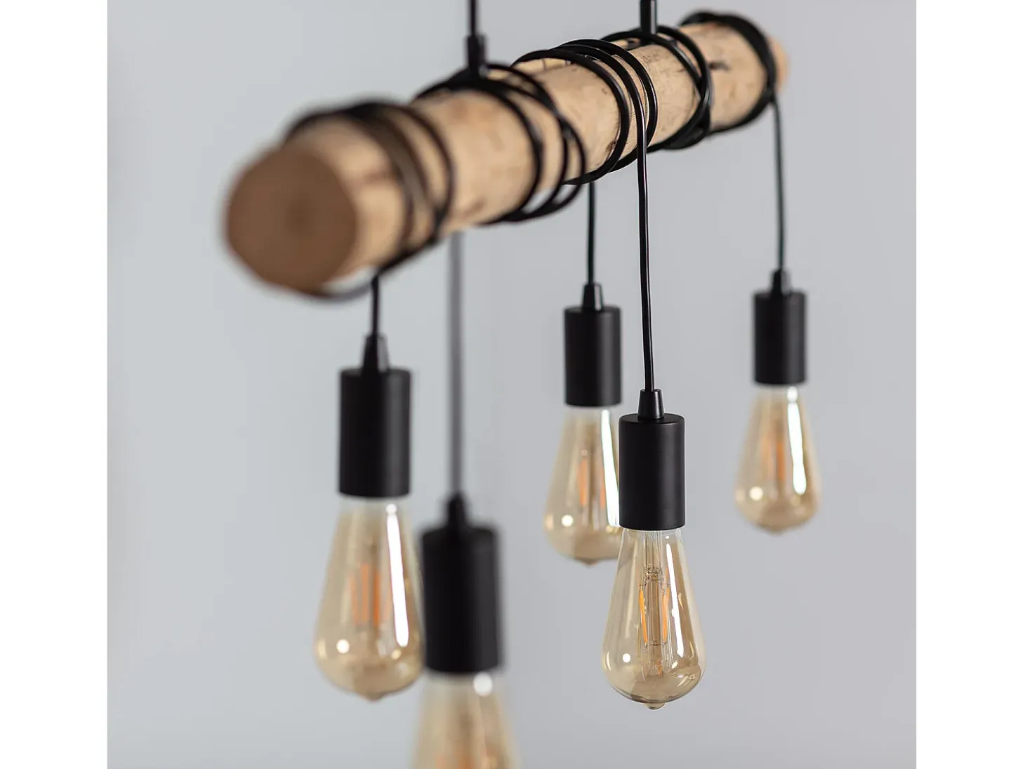 Lámpara Colgante Metal y Madera Yagis Negro