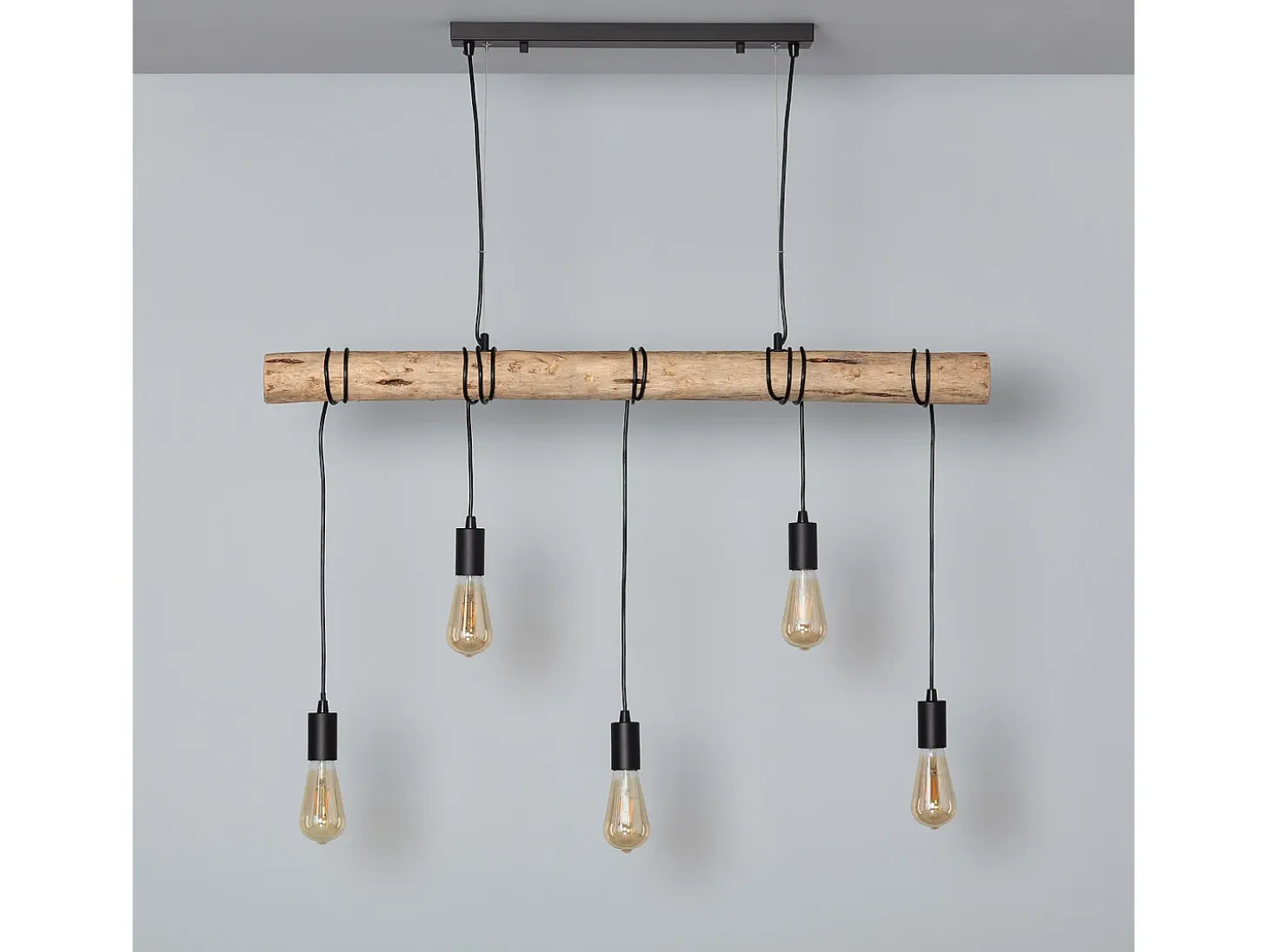 Lámpara Colgante Metal y Madera Yagis Negro