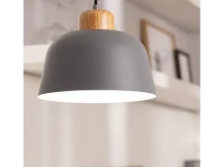 Lámpara Colgante Metal y Madera Wawak Gris