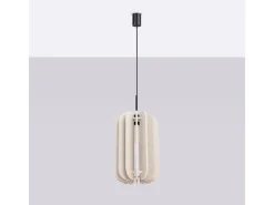 Lámpara colgante Mula moderno de fieltro/acero - 1 fuentes luminosas - L.27 x A.165 cm - beige/negro