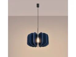 Lámpara colgante Mula moderno de fieltro/acero - 1 fuentes luminosas - L.45 x A.146 cm - azul marino/negro