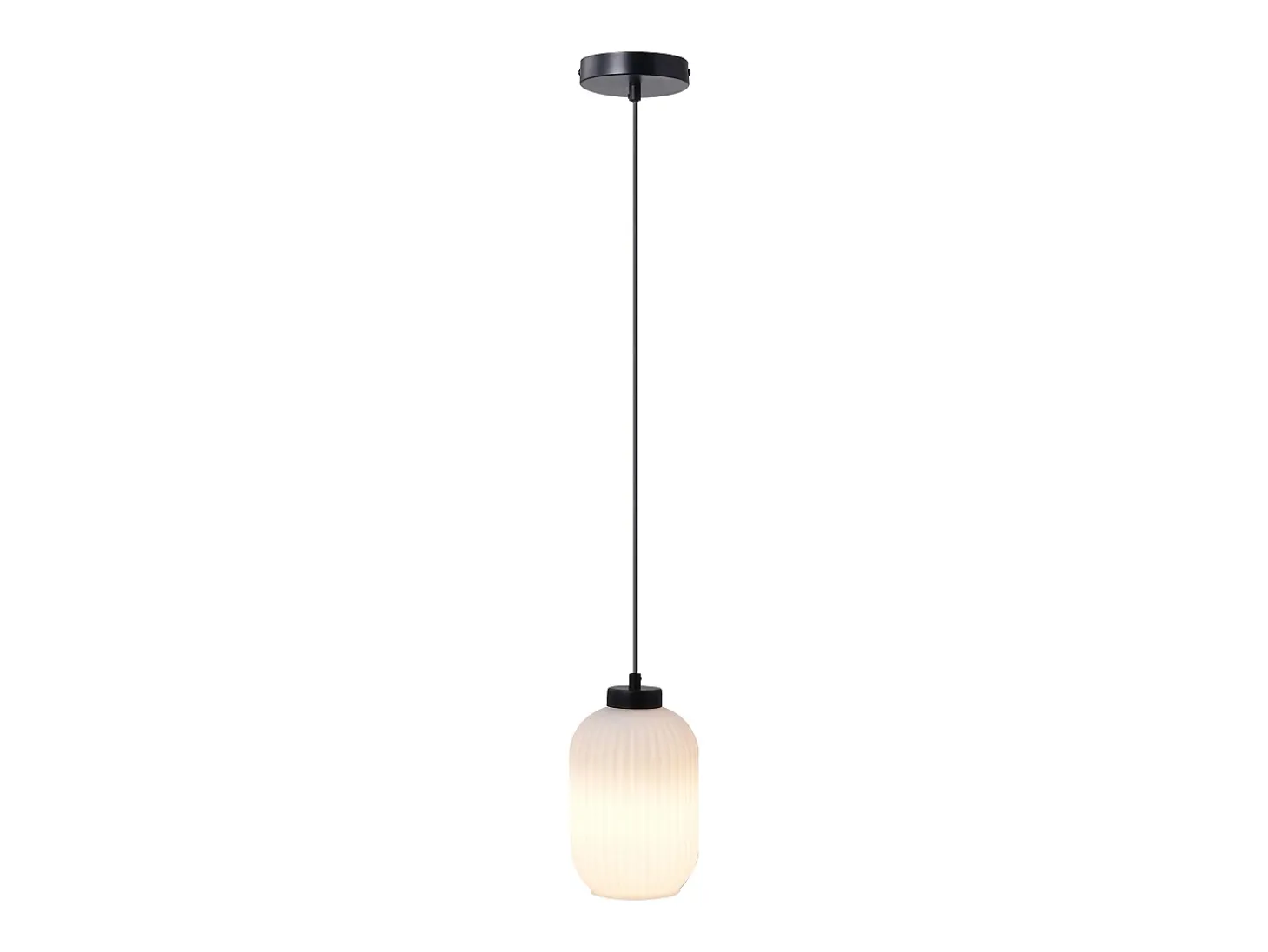 Lámpara colgante negra con cristal blanco D.14 x Alt.120 cm - LOUXOR