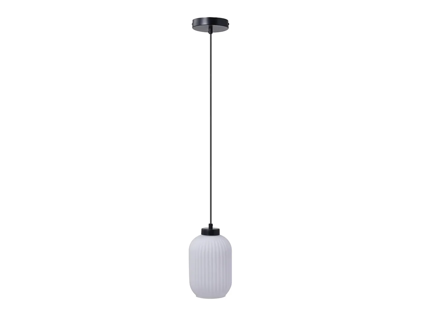 Lámpara colgante negra con cristal blanco D.14 x Alt.120 cm - LOUXOR