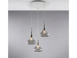 Lámpara colgante Nemesis de hierro con cristal pyrex gris, 3 luces, 141 Ø50 BL280-S3-GR