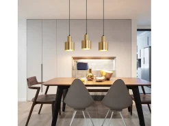 Lámpara colgante NETTLIFE para mesa de comedor, estilo vintage, 3 luces, dorada, diseño moderno, de metal, E27