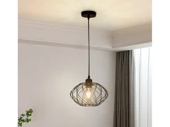 Lámpara colgante NETTLIFE Lámpara colgante industrial negra - Lámpara colgante vintage de metal Lámpara colgante retro E27