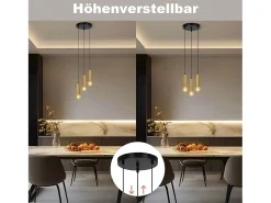 Lámpara colgante NETTLIFE de 3 bombillas dorada, lámpara colgante E27 industrial para comedor, mesa de comedor de metal