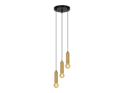 Lámpara colgante NETTLIFE de 3 bombillas dorada, lámpara colgante E27 industrial para comedor, mesa de comedor de metal