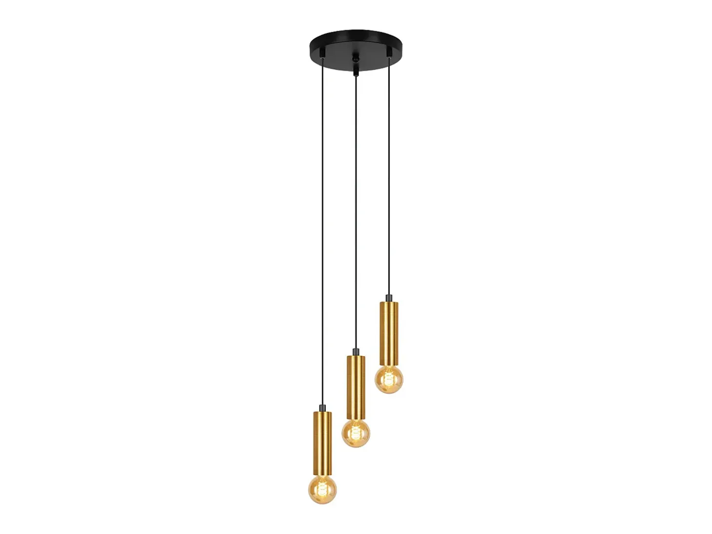 Lámpara colgante NETTLIFE de 3 bombillas dorada, lámpara colgante E27 industrial para comedor, mesa de comedor de metal