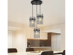 Lámpara colgante Nettlife negra de cristal con casquillo E27, 1 llama, Ø 16 cm, para comedor y dormitorio (sin bombilla)